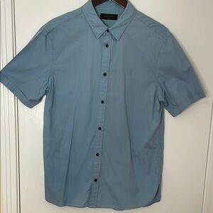 All Saints Men's Blue Short Sleeve Shirt